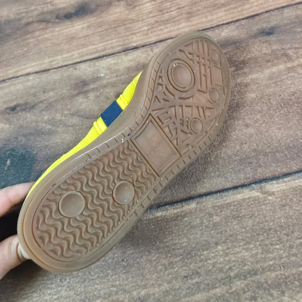 Polo Ralph Lauren Bedford Sneaker Mens 7.5 Yellow Good Suede Low Top Gum Sole